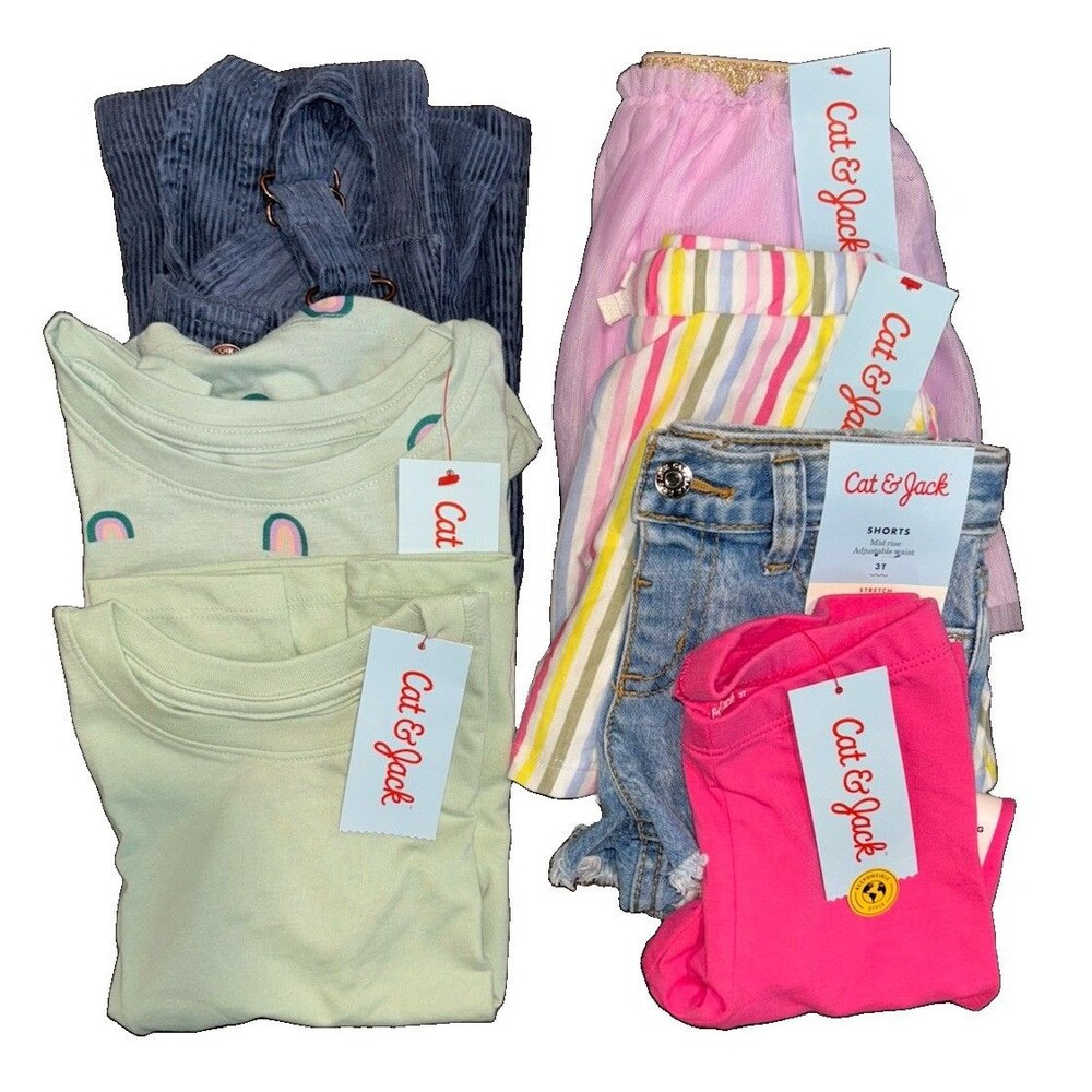 Cat & Jack 3T Girl’s 7pc Clothing Lot NWTs Dress Skort Skirt Shorts Legging Tee